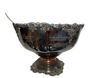 Silver Plated Monogrammed Punch Bowl 