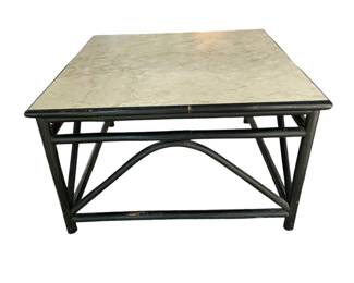 Mid Century Black Rattan Coffee Table 
