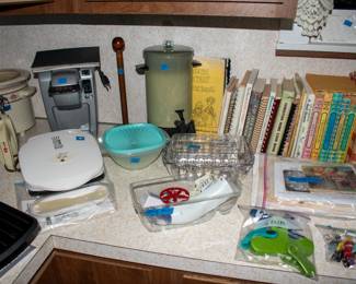 Hot drink dispenser, cook books, recipes, water pick.