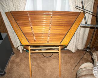 Hammered Dulcimer, comes with stand, cover and accessories.