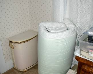 Clothes hamper, very nice thick mattress pad.