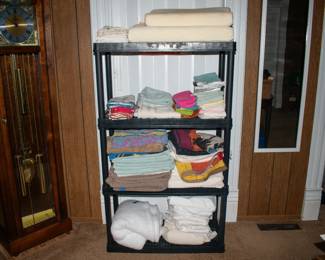 Linens, blankets, towels, washcloths.