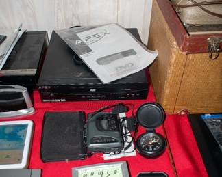 Apex DVD/cd/mp3 player, cassette player, clocks.