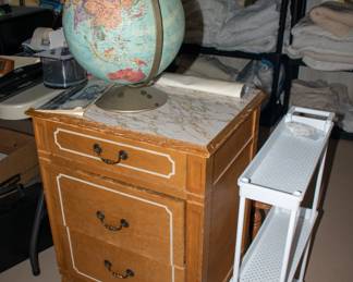 Globe, side table.