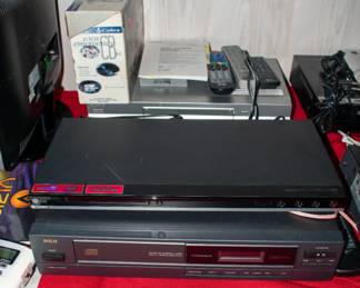RCA stereo cd player, LG DVD/cd player, Sony HI-FI stereo, cobra CB kit.