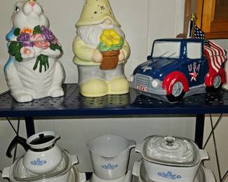 CorningWare and vintage Cookie Jars