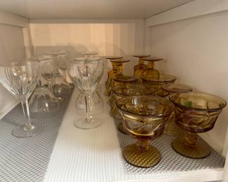 Mid century, ice cream and sundae glasses and beautiful crystal wine cups