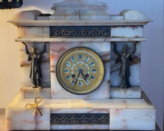 One of several antique clocks.