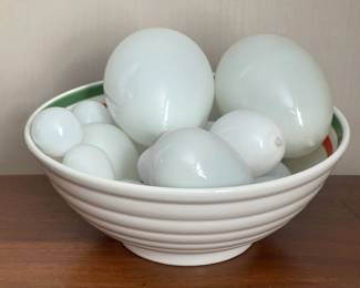 Antique glass laying eggs.