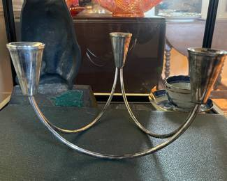 Mid century modern sterling silver candelabra.