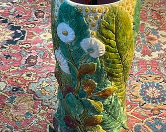 Excellent majolica umbrella stand