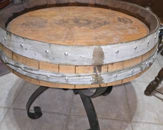 Wine barrel table