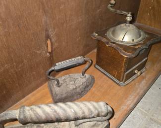 Irons & coffee grinder