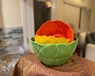 Cheery bright serving bowls.