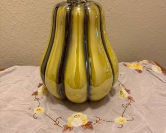 Iridescent pumpkin decor.