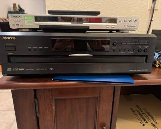 Onkyo 6 disc CD player, Sony DVD player.