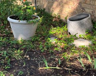 Concrete flower pots.