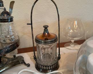 Silver plate sugar and condiment tray.