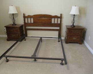 Queen Bed  Frame - 2 Night Stands - Lamps