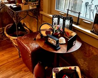 iron and glass tables and MCM tables