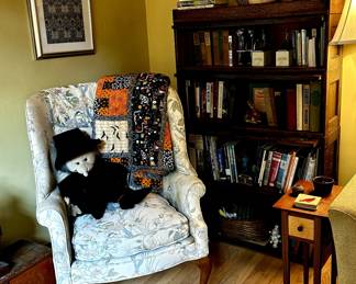 Tons of old baskets, books and this old cabinet is simply lovely