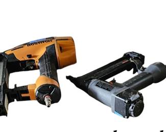 Various hand tools including commercial heat gun, dewalt sander, nail gun and brad gun