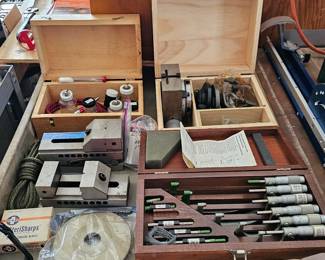 Various items on one of the workbenches