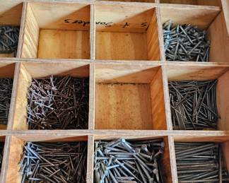 Various nails within the toolbox