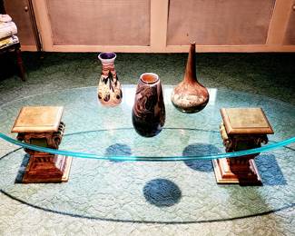 Vintage glass top coffee table