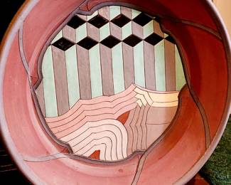Memphis school pottery charger bowl