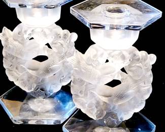 Lalique crystal candlesticks 
