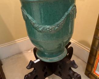 Pottery vase and stand