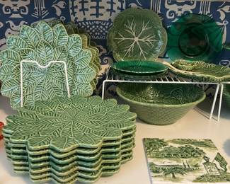 Majolica chargers and other dishes