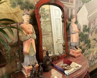 Mirror; Asian statues