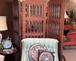 Asian style pillows; room divider