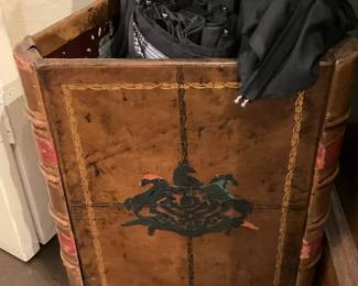 Danby Italian leather equestrian waste basket