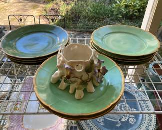 Green dessert plates from Germany