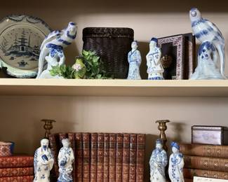 Asian figures; antique books