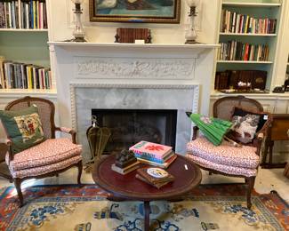 Matching chairs; round coffee table