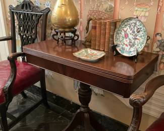 Mahogany flip top swivel  game table