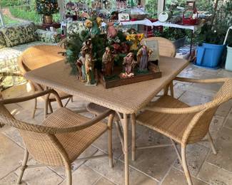 Rattan table and 4 chairs