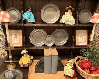 Madame Alexander dolls; pewter plates