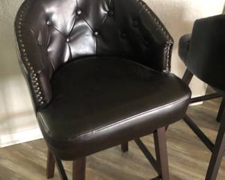 6 Leather and nailhead bar stools 