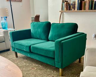Emerald Green Velvet Love Seat