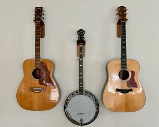 Yamaha guitar 1970’s, Taylor guitar, Leo Fender banjo