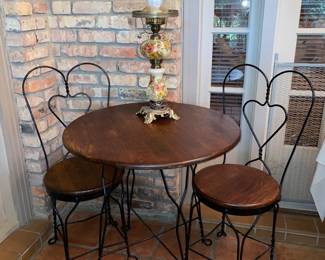 Twisted Metal & Wood Bistro Table & Chairs 