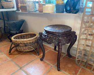 Oriental Carved Wood Table/Stand 