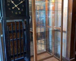 Mission Grandfather Clock & Glass Display Cabinet
