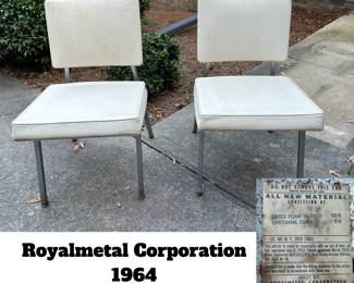 Mid Century Modern chairs...1964 Royalmetal Corp