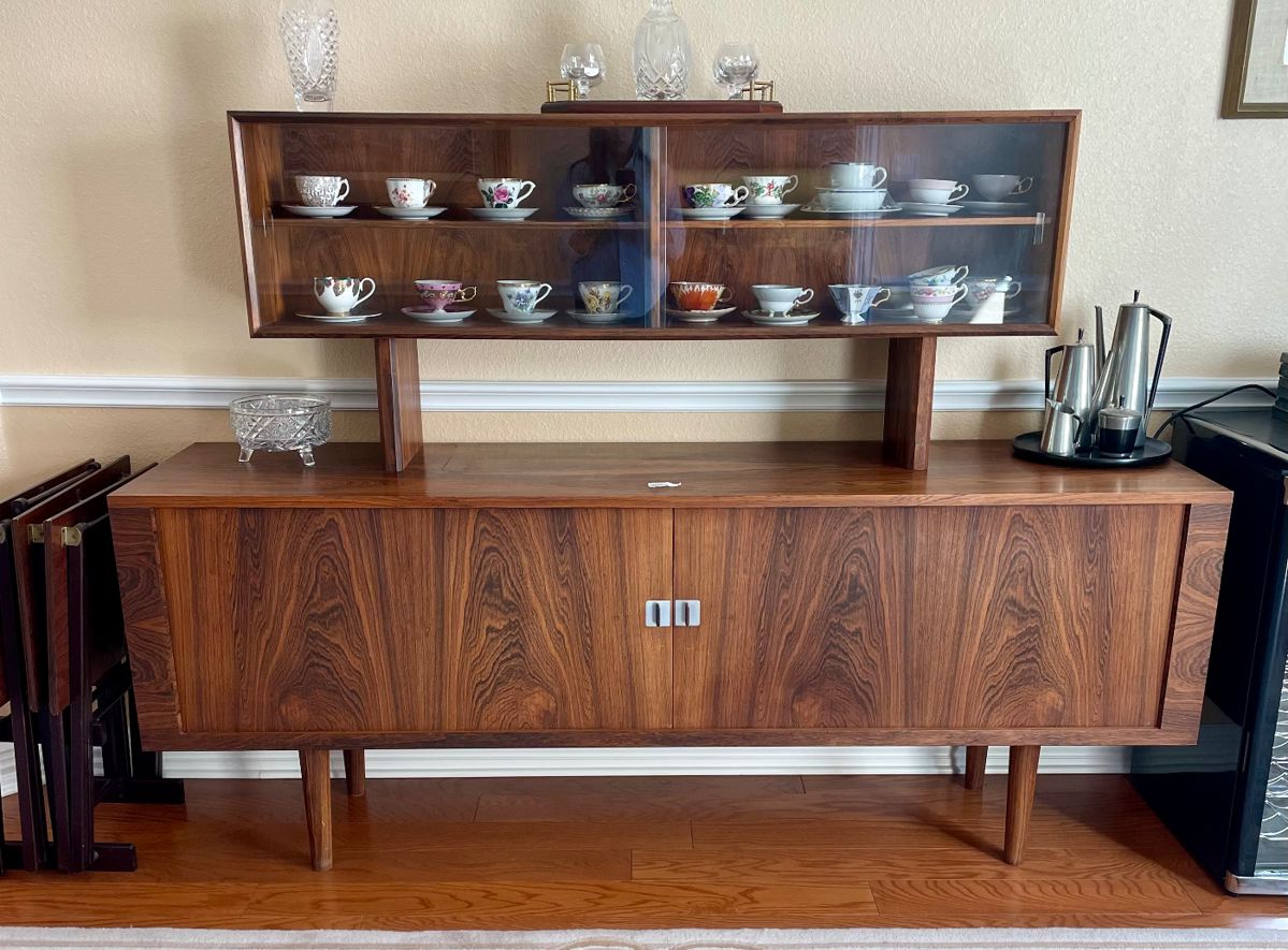 Danish Mid-Century Modern Credenza Buffet with Tambour door-front